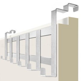 4smile Door Coat Rack for Hanging Inside - Stainless Steel Door Coat Rack for Back Door with Non-Slip and Felt Pads - Space Saving Door Hooks as Clothes Hooks Door Inside