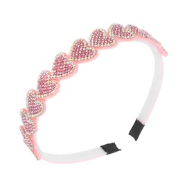 Doneace Valentine's Day Heart Headbands for Women Pink Rhinestone Headband Glitter Love Hairband Party Wedding Valentines Non Slip Hair Accessories Festive Gifts