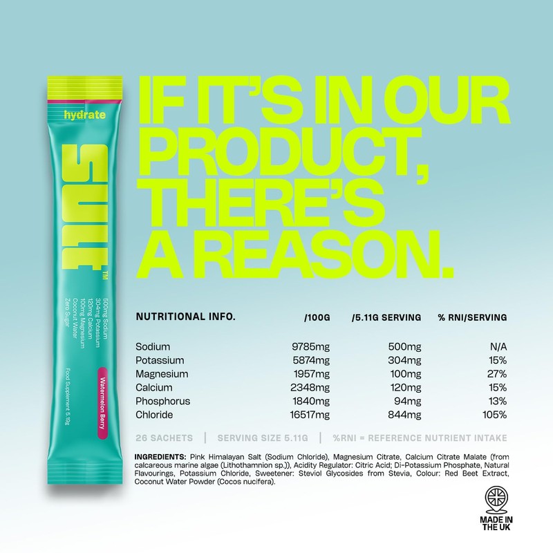 SULT Hydrate Electrolyte Sachets | Zero Sugar | 6 Electrolytes