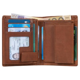 Benthill Men's Genuine Leather Wallet - Wallet with RFID Protection - Large Wallet for Men - Vintage Leather, brown, Vintage