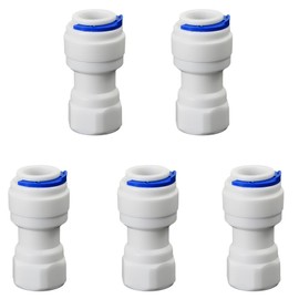 1/4" Female Thread Straight x 3/8" PE Hose OD Push-In Quick-Connect Fitting for RO Reverse Osmosis Water Filter Plastic Joint, Beverage Dispenser & Water Filtration/Purification Systems (5PCS)