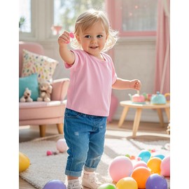 ZUEMET 3 Pack Baby Girls Short Sleeve T-Shirts Infant Soft Cotton Tee Toddler Girl Clothes Size 4T Black+White+Pink