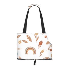 Paylamon Compatible Small Cat & Dog Portable Shoulder Bag, Collapsible Travel Pet Tote Bag, puppy carrier for Carrying on Planes, Buses, Subway (Rainbow plants)