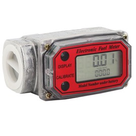 10-200L 1 inch NPT Turbine Flow Meter, Highly Accurate Digital Flow Meter, Easy to Install Fuel Flow Meter with Manual for Diesel Kerosine Petrol (Red LLW-25)