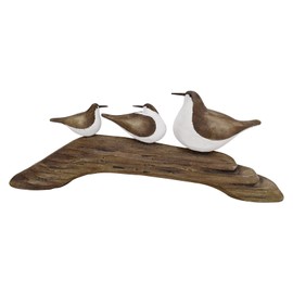 Veclotch Wood Seagull Figurine Beach Home Decor Statue, Rustic Vintage Sea Bird Sculpture Triple Seabird Statue Coastal Nautical Style Table Ornament Home Decor