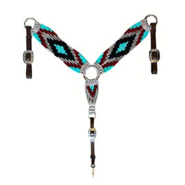 Cheval's International Western Mohair Horse Breast Collar, Handmade Premium Wool & Leather Equestrian Tack, Adjustable, Durable & Comfortable Saddle Breastplate for Horses - Grey Full