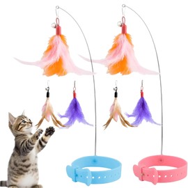 Hebterrka Cat Toy Set with 6 Replacement Stays, Interactive Cat Fishing Toy, Self-Activity for Domestic Cats
