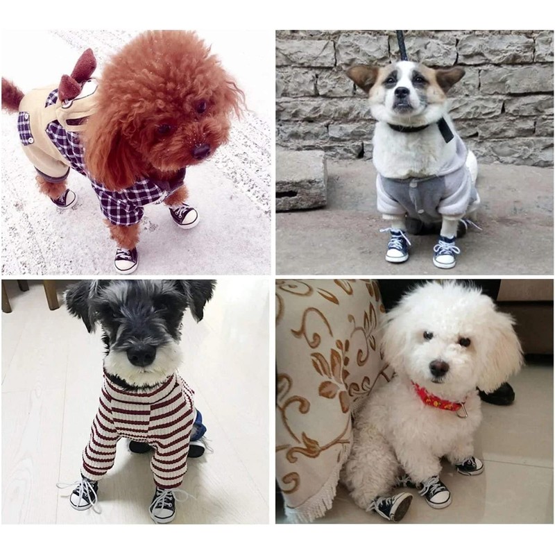OUPEI 4 Piezas de Zapatos Deportivos de Lona para Perros