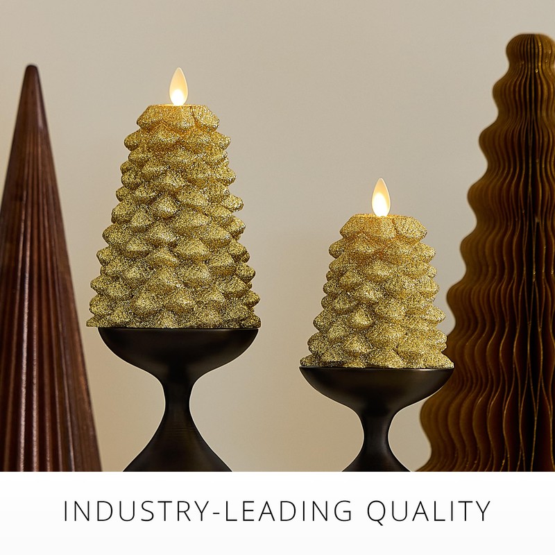 Luminara Rich Gold Glitter Flameless LED Candle North Tree Moving