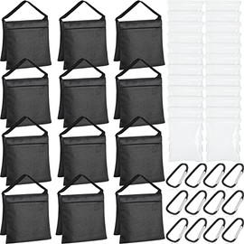 12 Packs Photography Weight Bags Photo Studio Filled Weight Bag Empty Heavy Sandbag Set for Photography Tripod Stand Light Stand Sports Outdoor Photo Video Studio Boom Brackets (Black)