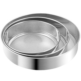 EXIN DEHCEN Set of 3 mesh sieves, 15/18/22 cm, professional fine flour sieve, stainless steel, fine mesh, flour sieve, fine mesh, powdered sugar strainer, flour shaker for baking, rice, rice cereals