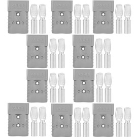 ANCHImsr 350A Forklift Battery Connector 2/0 AWG Gray 350A 600V Plug, Jumper Cable Plug Connect/Disconnect for Recovery Winch, Towing Systems (10PCS 350A Gray)