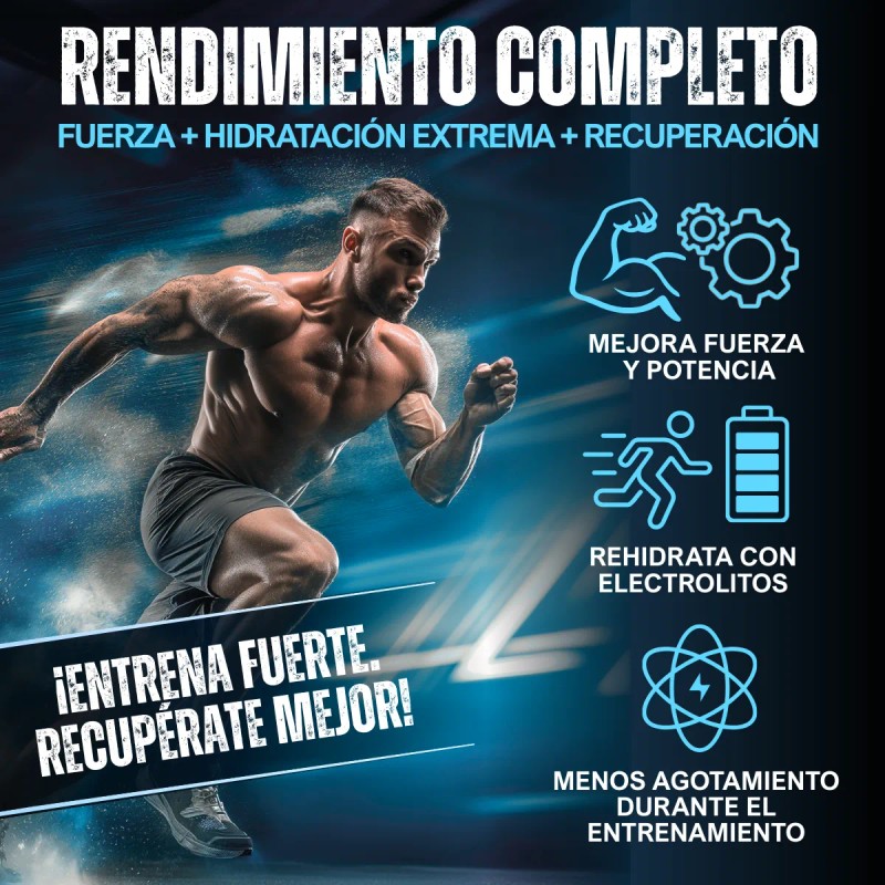 Creatina + Electrolitos, Vitaminas Testo Rocket Blue Ice
