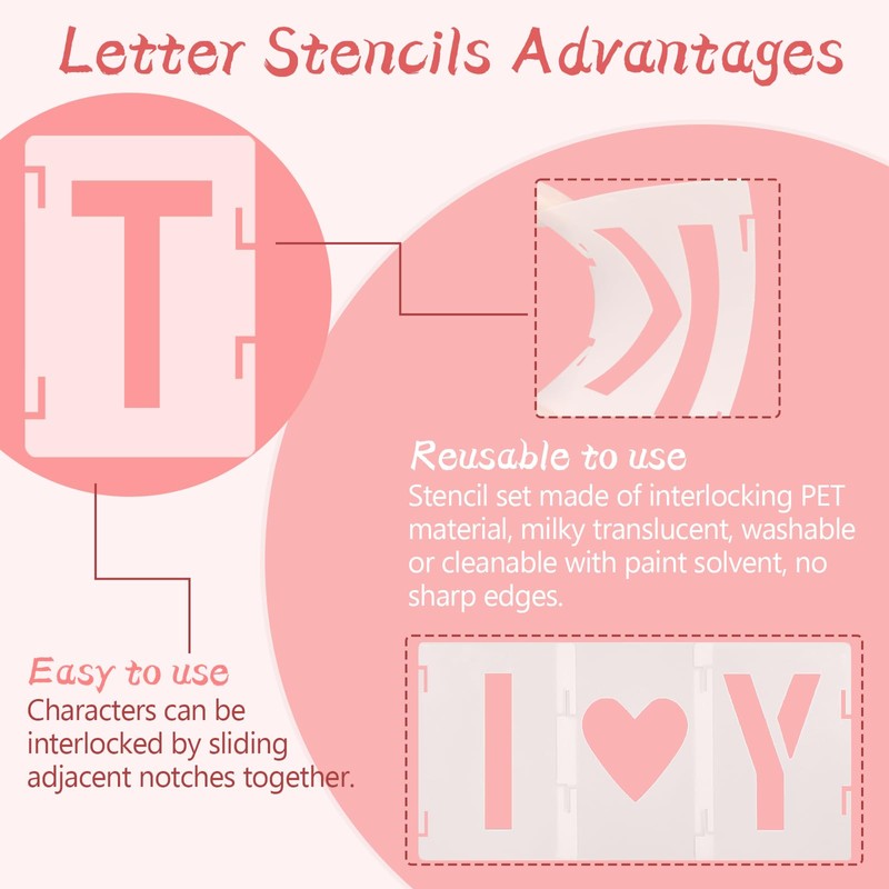 2 Inch Letter Stencils, 42Pcs PET Letter Stencil for DIY