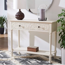 SAFAVIEH Home Collection Josie Distressed White 2-Drawer Console Table