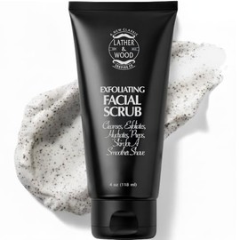 Lather & Wood Shaving Co Best Face Wash for Men - Lather & Wood's Face Scrub - Luxurious Exfoliating Mens Face Wash for the Man's Man. 4oz Facial Clea