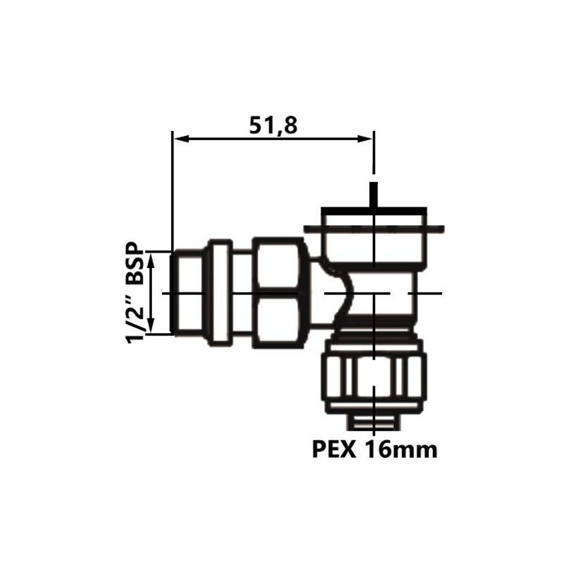 Goshe Angled 1/2" Inch BSP x PEX 16mm Thermostatic Valve