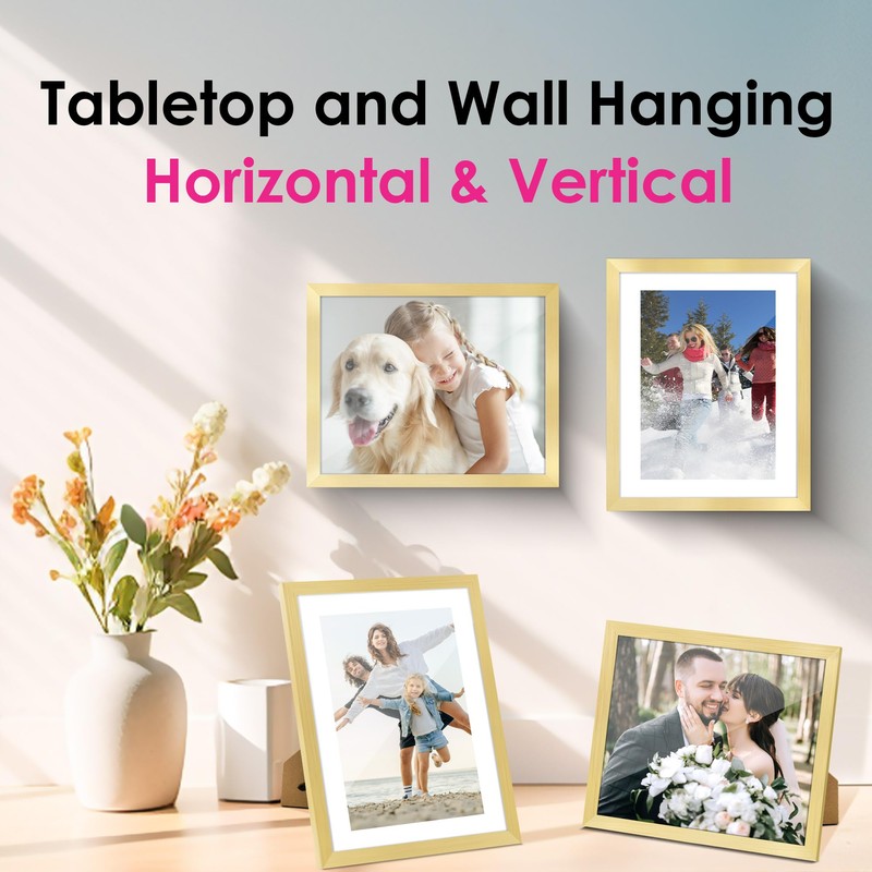 FIXSMITH 8x10 Picture Frame Bulk-4 Pack, Gold Picture Frames Collage