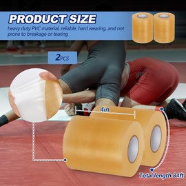 Pangda 2 Rolls 3 or 4 Inch x 65.6 ft Wrestling Mat Tape Carpet PVC Rug Gym Mat Tape 7 Mil for Gym Wrestling Grappling Exercise Seaming Home Gymnastics Jiu Jitsu Floor(3" X 65.6',Clear)