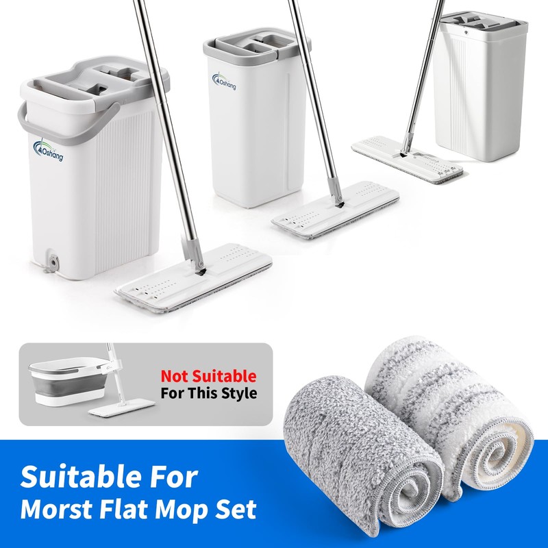 Oshang Flat Mop Head Refill, 13" X 4.9" Flat Mop