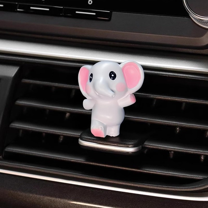 HANFEIDA Mini Elephant Figurines Cute Car Dashboard Accessories, 6 Pcs