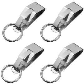 [Tosenk] Belt Key Chain Set of 4 Key Clips, Key Holder, Detachable Key Chain, Stainless Steel Keychain, Lightweight, Outdoor, Clever Design, Anti-lost Silver, Silver