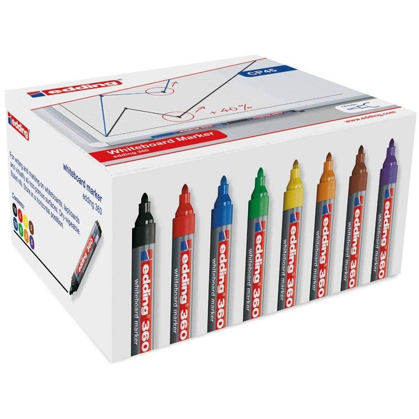 Edding 360 Whiteboard Markers Pack of 50 8 Assorted Colours