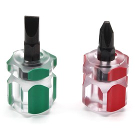 Dijedev 2-Piece Mini Stubby Screwdriver Set, Ultra Short Flat Head Screwdriver Phillips Screwdriver, Essential Tools for Sewing Machine Repair, DIY Enthusiasts (1 Phillips, 1 Flat Head)