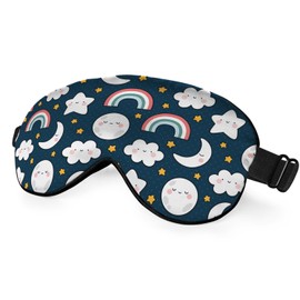 NOHSHE Cute Sky Night Eye Mask Sleeping Mask Moon Clouds Rainbows Stars Sleep Masks Silky Soft Eye Cover for Women Men Shading Blindfold for Air Travel Sleeping
