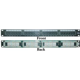 CableWholesale 24 Port Cat5e Patch Panel, 19" Horizontal Rackmount Cat5e Patch Panel, 1U Wall Mount Panel, RJ45 Ethernet 110 Type, 568A/568B Compatible, Black