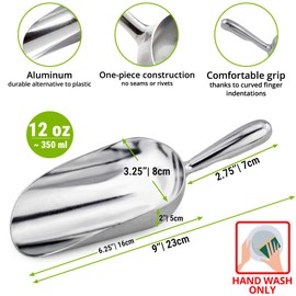 CUSINIUM 12 oz Aluminum Ice Scoop with Holder