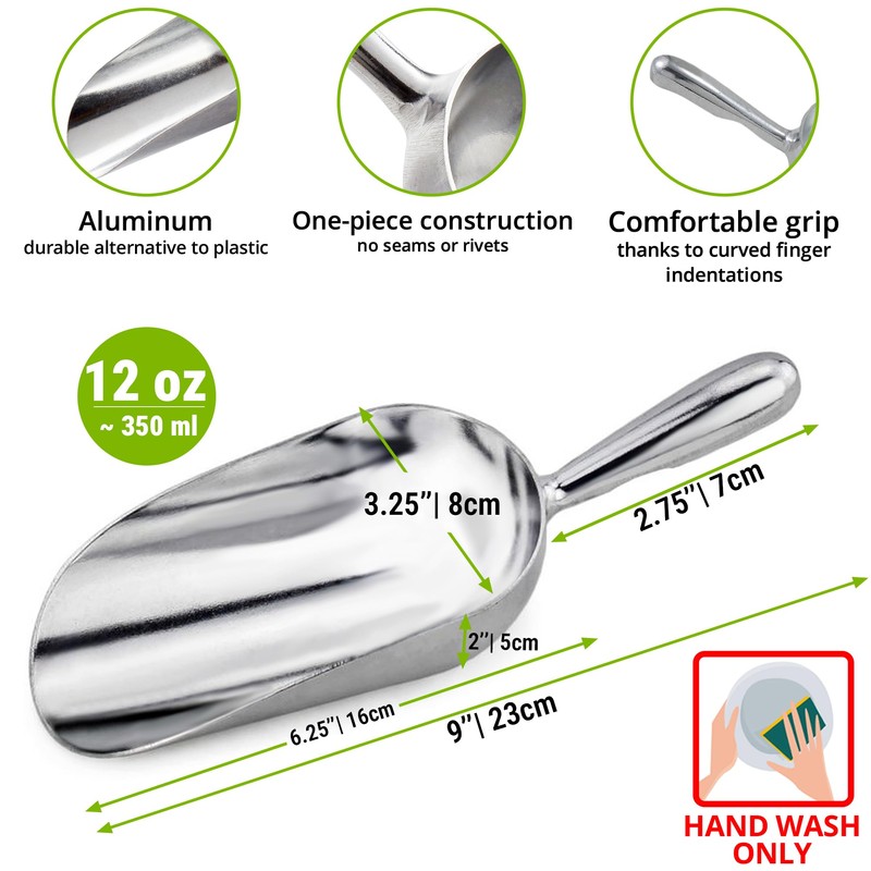 CUSINIUM 12 oz Aluminum Ice Scoop with Holder