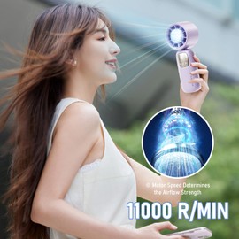 Handheld Folding Cooling Fan, Rechargeable Portable Fan,0-100 Adjustable Speed Turbine Circulation Cold Air, Digital Display, Hand Fans for Travel, Outdoor, Office