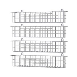 GUUKAR Spice Rack Wall Mount, 4-Pack Seasoning Organizer for Kitchen Storage Organization, Spice Holder Shelf Saving Space for Cabinet, RV, Pantry, Silver