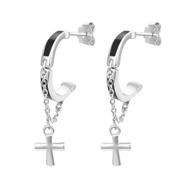 PRAYMOS Viking Runes Earrings for Men Women 925 Sterling Silver Hoop Earrings Men Hypoallergenic Earrings for Sensitive Ears, Cubic Zirconia