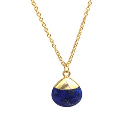 Gempires Lapis Lazuli Pear Necklace, Teardrop Pendant, Crystal Jewellery, September Birthstone Gift, 18 inch Adjustable 14k Gold Plated Chain