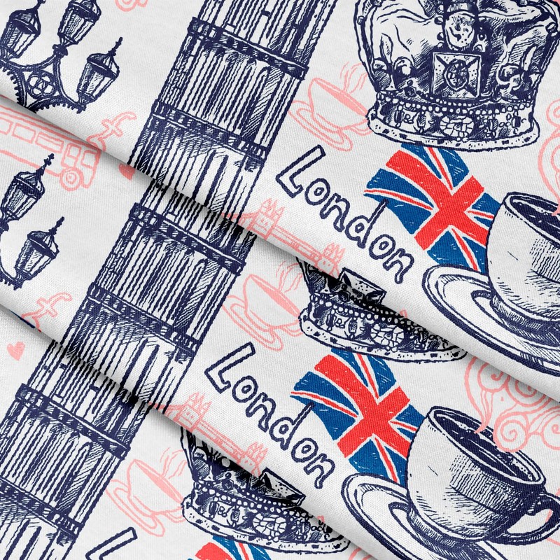 Xtremepads London Sketch Telephone Pattern Pattern - Rectangle Oblong Linen