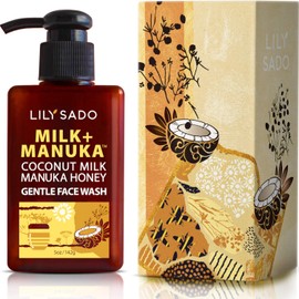 LILY SADO- Gel limpiador facial suave con leche de coco y miel de manuka MILKMANUKA gel limpiador facial natural y sin crueldad animal                