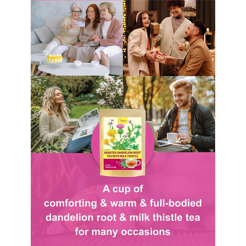 TeeLux Roasted Dandelion Root Tea with Milk Thistle & Peppermint,