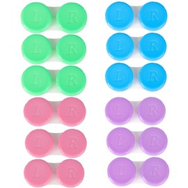 Contact Lens Case - 12 Pack Colorful Storage Box Holder for Soaking & Carrying (12 Pack)
