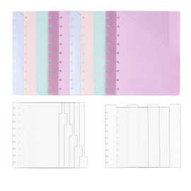 AxeWoodz Discbound Pocket Dividers Set 9 Disc Planner Pockets Colorful Discbound Document Folders with Frosted Translucent 6 Tabs & 4 Tabs Discbound Dividers