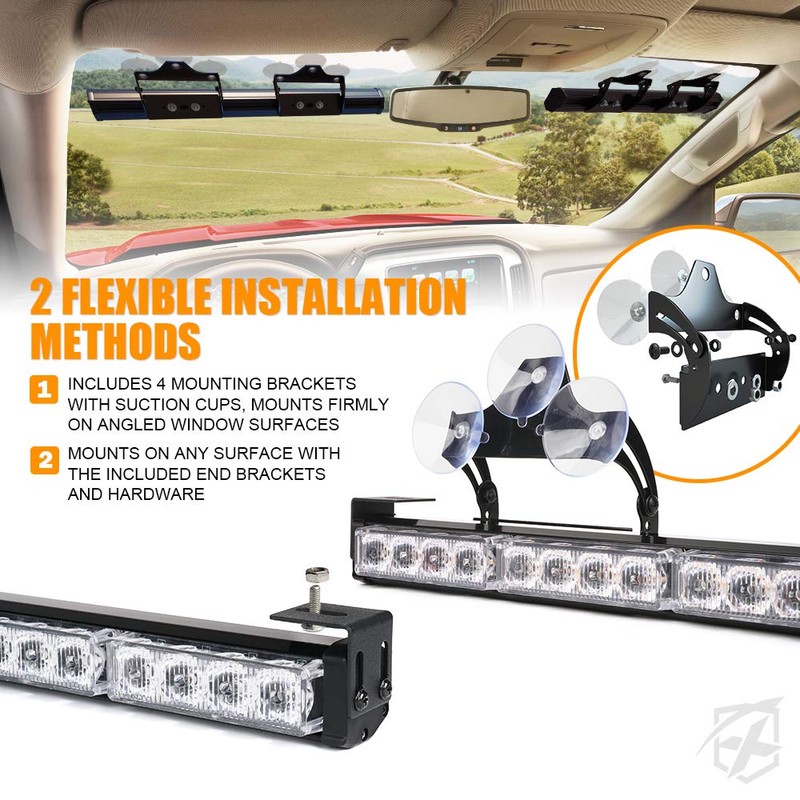 Xprite LED Emergency Traffic Advisor Dual Strobe Light Bar, w/Control