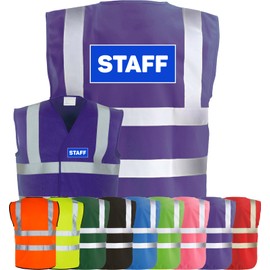 Corporate Togs STAFF Printed Hi-Vis Waistcoat - High Visibility Safety Vest Tabard, Fully EN471 and Fastening Waistcoat | Personal Protective Equipment & Safety Wear