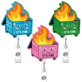 Funny Badge Reels Retractable, 3 Pcs Its Fine Dumpster ID Badge Holder with Swivel Clip, Fun Gifts for Nurses Nursing Students Office Staff Coworkers