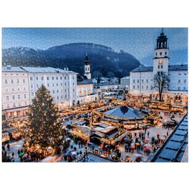 Salzburg, Austria: Christmas Market in The Old Town of Salzburg - Premium 1000 Piece Jigsaw Puzzle for Adults