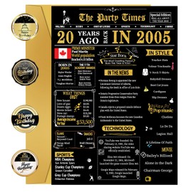 20th Birthday Cards, 20th Black Gold Birthday Decorations, Best 20 year old Birthday Gifts for Her Him, Happy Birthday Cards for Daughter Son