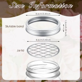 Mason Flower Jar Insert Lid for Wide Mouth Mason Canning Jars Metal Flower Lid Insert Mason Grid Flower Organizer Lid Insert Mason Jar Lids with Straw Hole (15 Pieces)