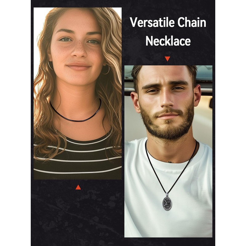 FaithHeart Leather Cord Necklace, 26 Inch 2MM Black Braided Wax