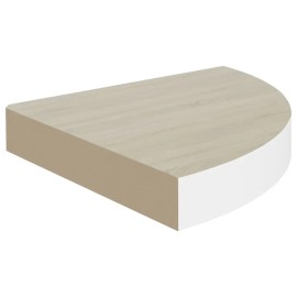 Oak and White 9.8"x9.8"x1.4" MDF Wall Corner Display Shelfcolor: White Color