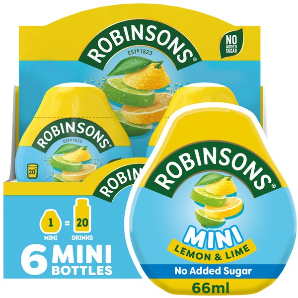 Robinsons Mini - No Added Sugar - Low Calorie - Lemon and Lime, 66 ml (pack of 6)
